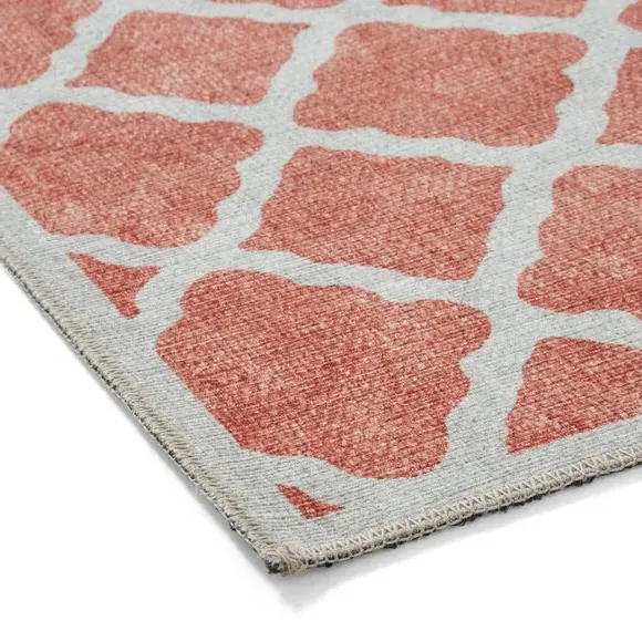 Geometric Rug with Digital Print - Orange