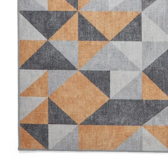 Geometric Rug with Digital Print - Yellow