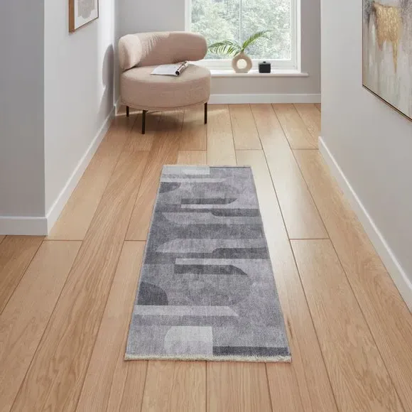 Geometric Runner - Grey, Digital Print