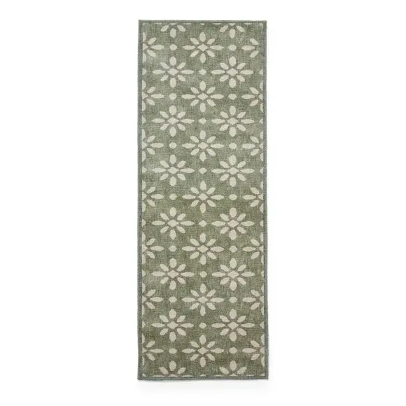 Geometric Runner Rug - Green