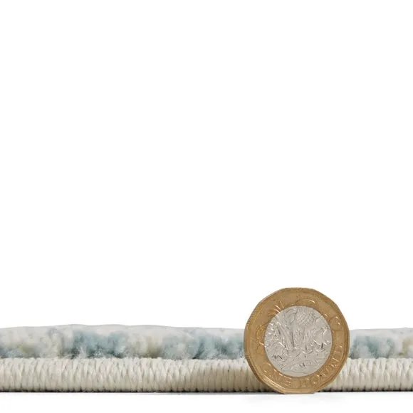 Hand-Carved Rug with Boho Pattern - Blue