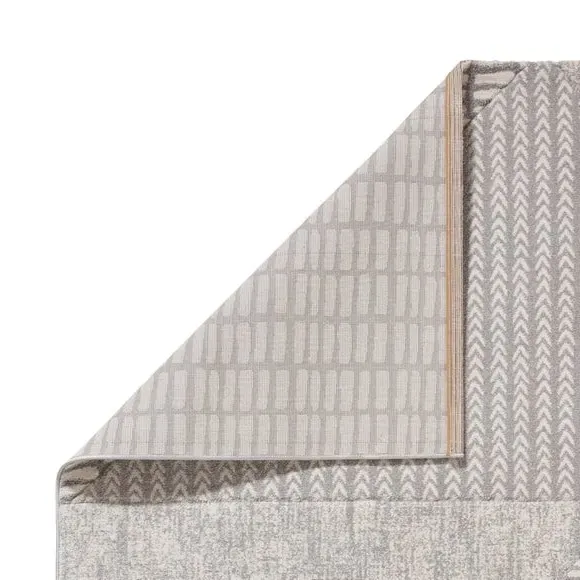 Hand-Carved Rug with Boho Pattern - Grey