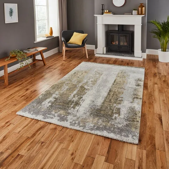 Heat Set Frieze Rug - Yellow, Polypropylene