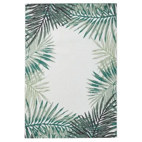 Leaf Edge Indoor Outdoor Rug - Green, Polypropylene