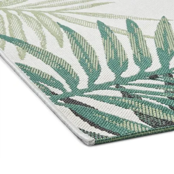Leaf Edge Indoor Outdoor Rug - Green, Polypropylene