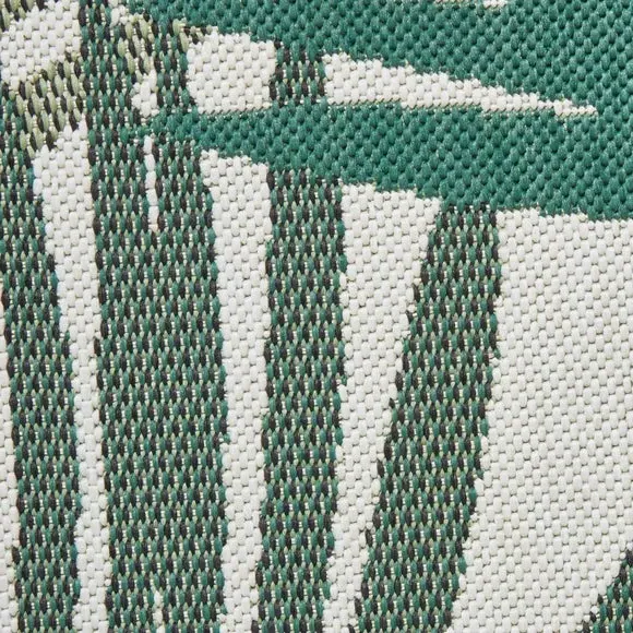 Leaf Print Indoor Outdoor Rug - Green, Polypropylene