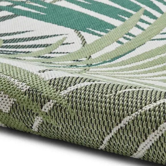 Leaf Print Indoor Outdoor Rug - Green, Polypropylene