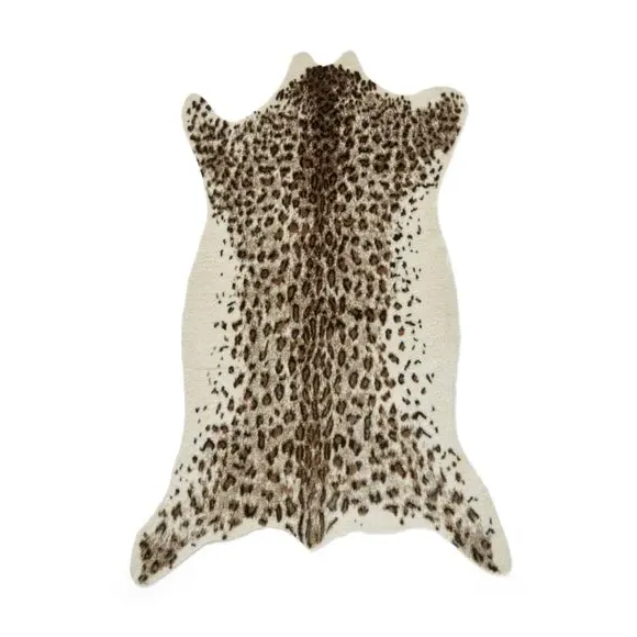 Leopard Print Rug - Brown, Faux Fur