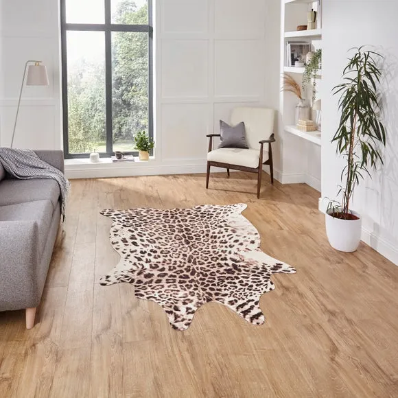 Leopard Print Rug - Brown