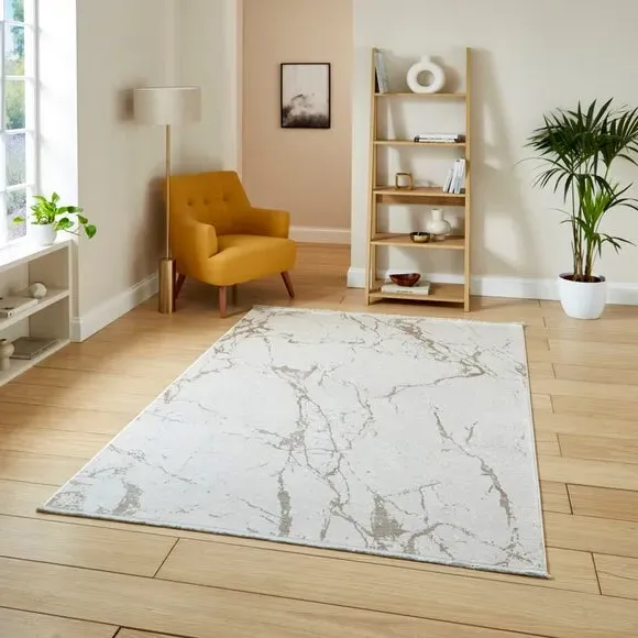 Marble Design Rug - Cream, Polyester image