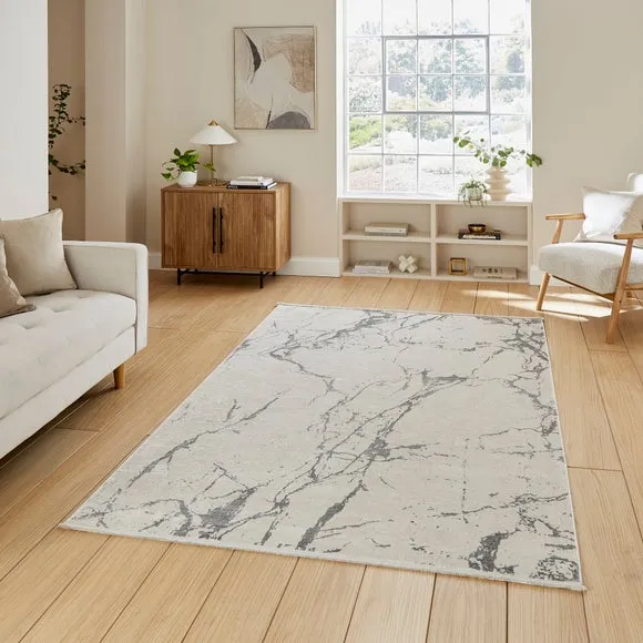 Marble Design Rug - Grey, Polyester