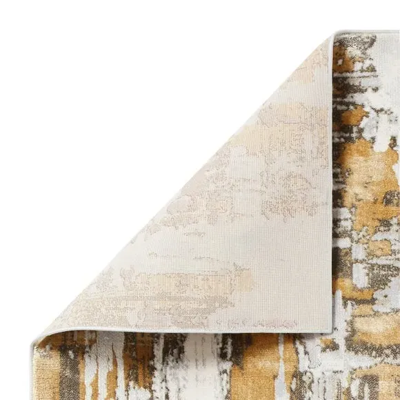 Marble Effect Rug with Metallic Look - Gold