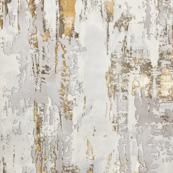 Marble Effect Rug with Metallic Look - Gold