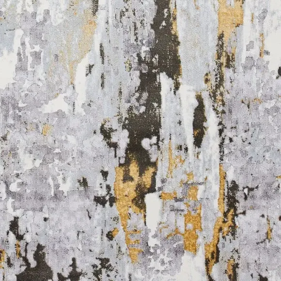 Marble Effect Rug with Metallic Look - Gold