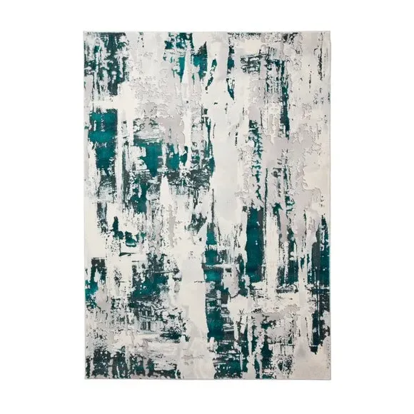 Marble Effect Rug with Metallic Look - Green