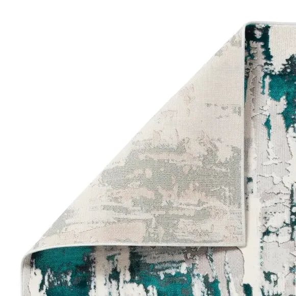 Marble Effect Rug with Metallic Look - Green