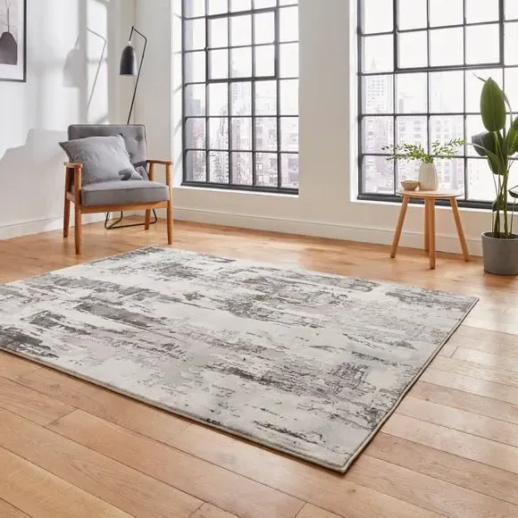 Marble Effect Rug with Metallic Look - Ivory