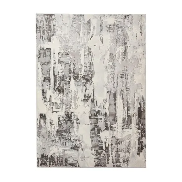 Marble Effect Rug with Metallic Look - Ivory