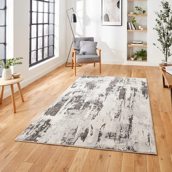 Marble Effect Rug with Metallic Look - Ivory