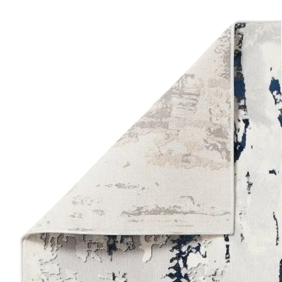 Marble Effect Rug with Metallic Look - Navy