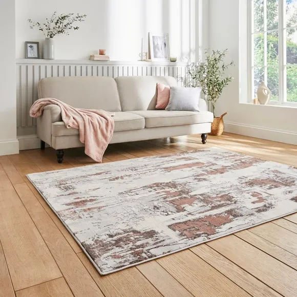Marble Effect Rug with Metallic Look - Rose