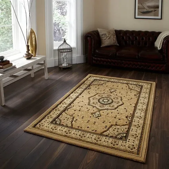 Oriental Rug with Medallion - Cream