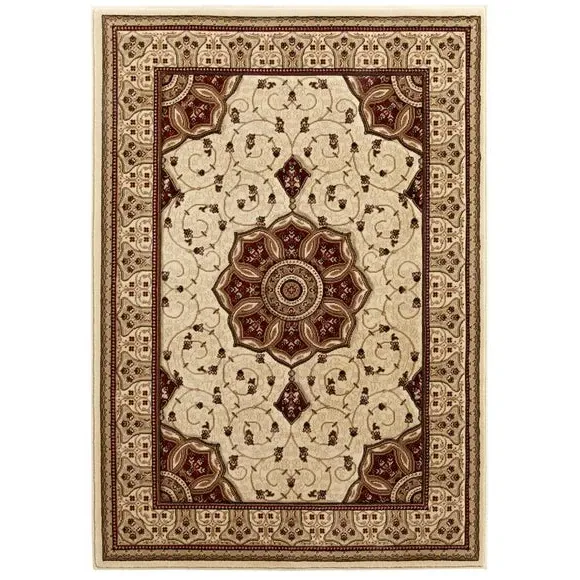 Oriental Rug with Medallion - Cream