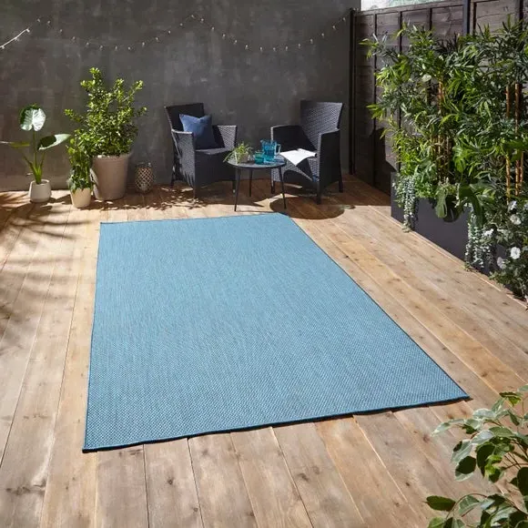 Outdoor Rug with 3D Pebble Design - Blue image