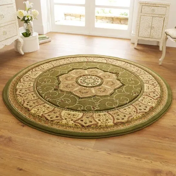Round Rug Oriental Design - Green