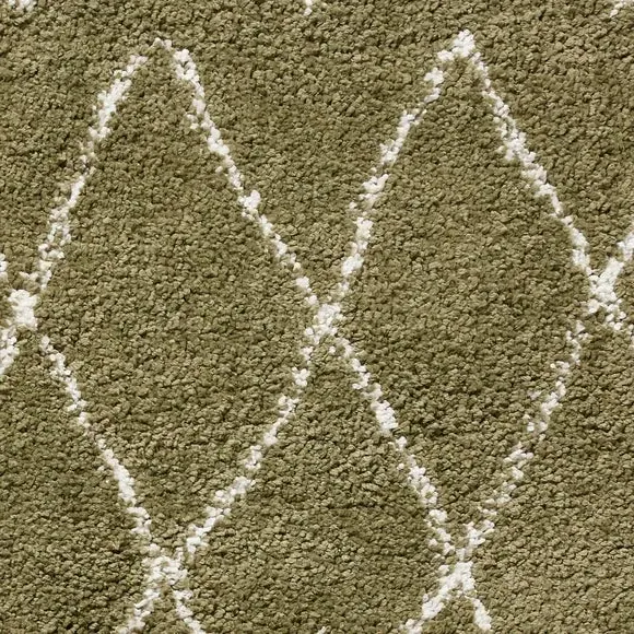 Runner Rug with Berber Design - Green, Polypropylene