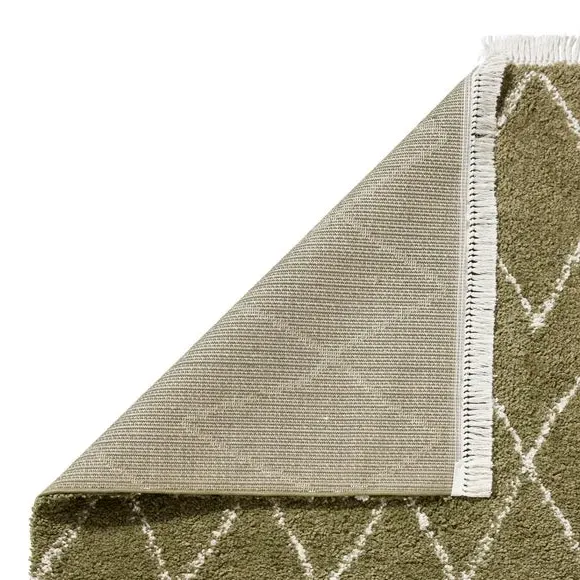 Runner Rug with Berber Design - Green, Polypropylene