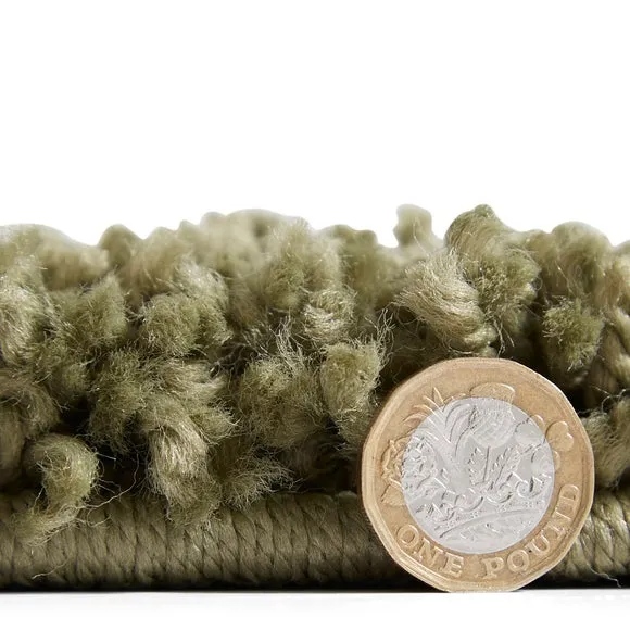 Runner Rug with Berber Design - Green, Polypropylene