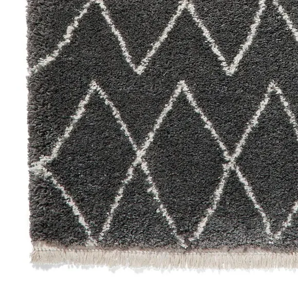 Runner Rug with Berber Design - Grey, Polypropylene