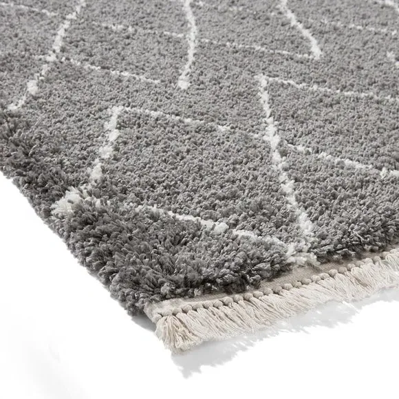 Runner Rug with Berber Design - Grey, Polypropylene