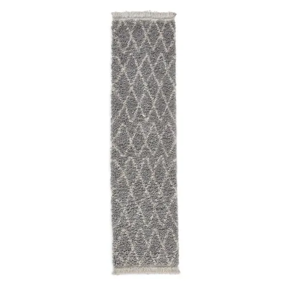 Runner Rug with Berber Design - Grey, Polypropylene