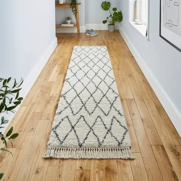 Runner Rug with Berber Design - Natural, Polypropylene image