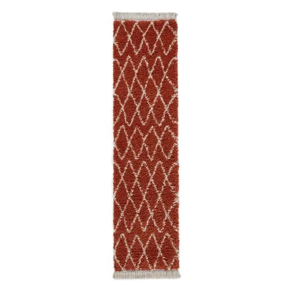 Runner Rug with Berber Design - Rust, Polypropylene