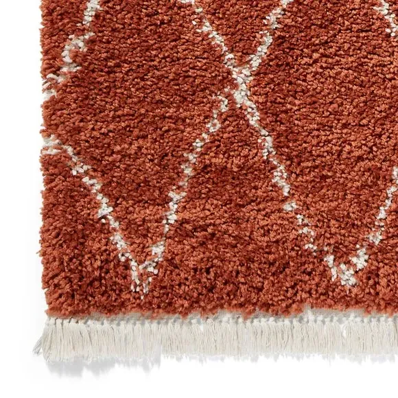 Runner Rug with Berber Design - Rust, Polypropylene