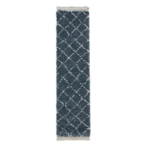Runner Rug with Fringed Edge - Blue, Shaggy