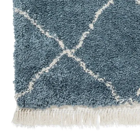 Runner Rug with Fringed Edge - Blue, Shaggy