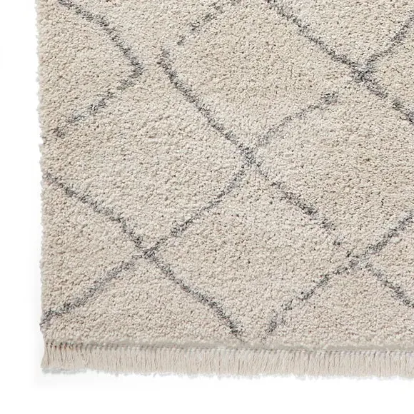 Runner Rug with Fringed Edge - Cream, Shaggy