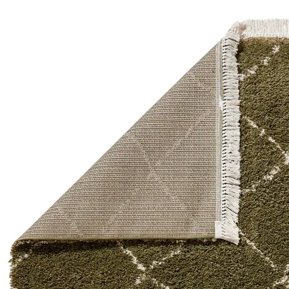 Runner Rug with Fringed Edge - Green, Shaggy