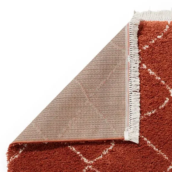 Runner Rug with Fringed Edge - Rust, Shaggy