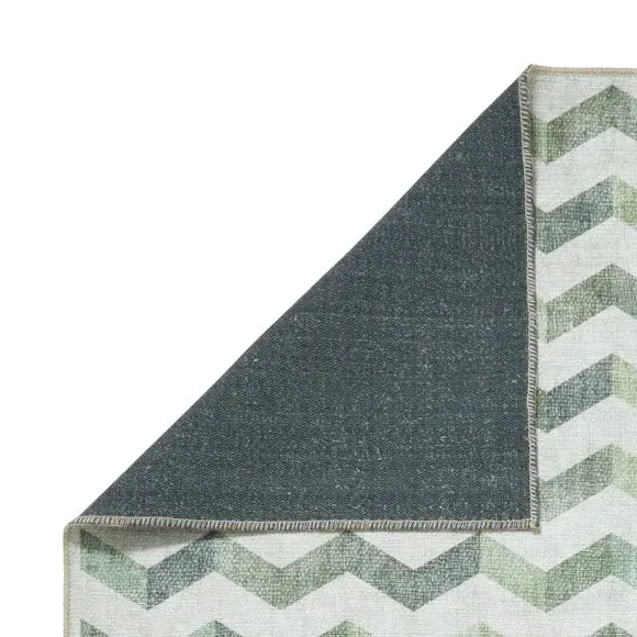 Runner Rug with Geometric Design - Green
