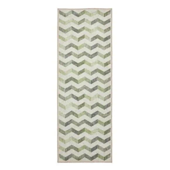 Runner Rug with Geometric Design - Green