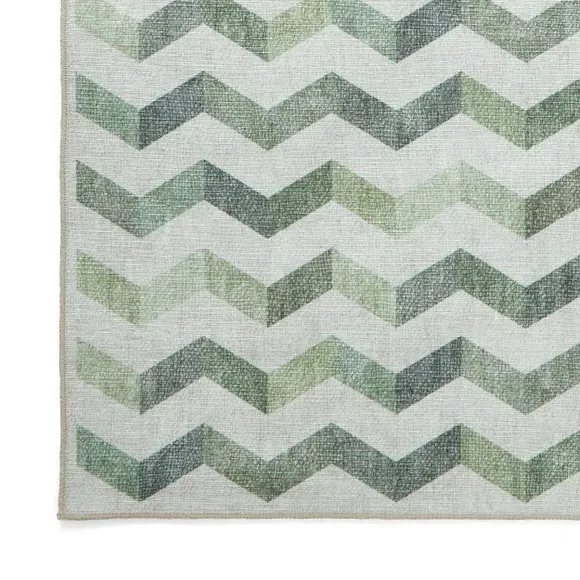 Runner Rug with Geometric Design - Green