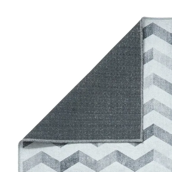 Runner Rug with Geometric Design - Grey