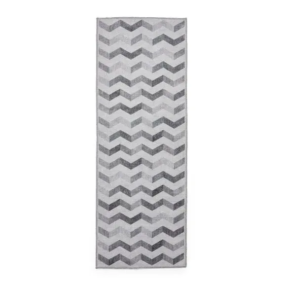 Runner Rug with Geometric Design - Grey