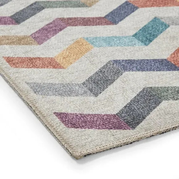 Runner Rug with Geometric Design - Multi