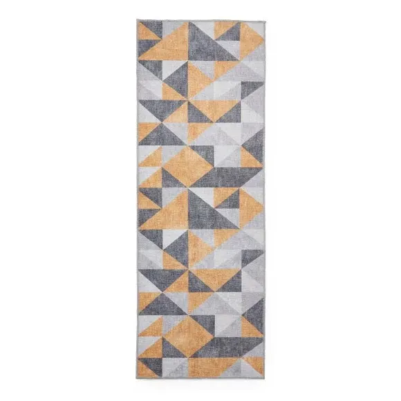 Runner Rug with Geometric Design - Yellow